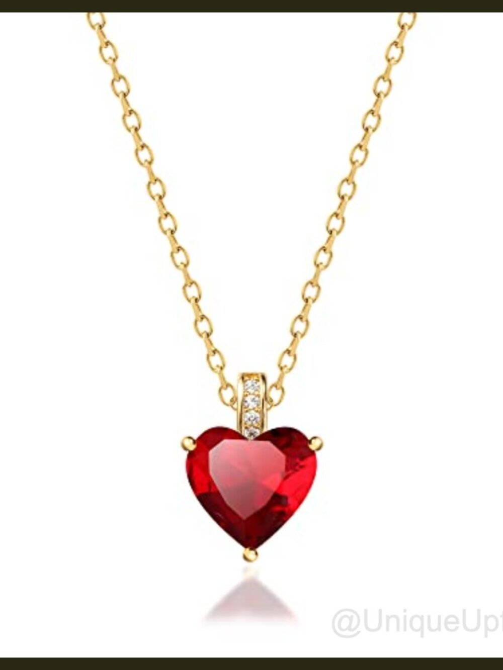 July Birthstone Heart Necklace 18k Gold Plated Ruby Pendant Gift for Her